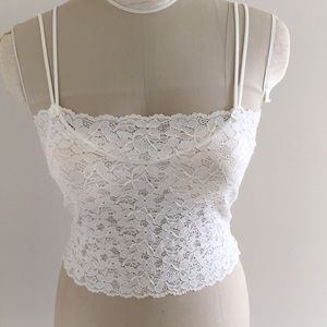 Stretch lace spaghetti strap crop tank